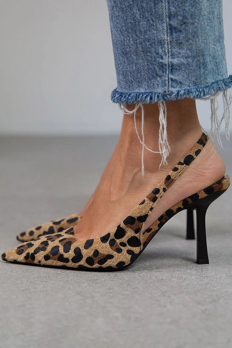 Angie - Leopard Slingback Heels