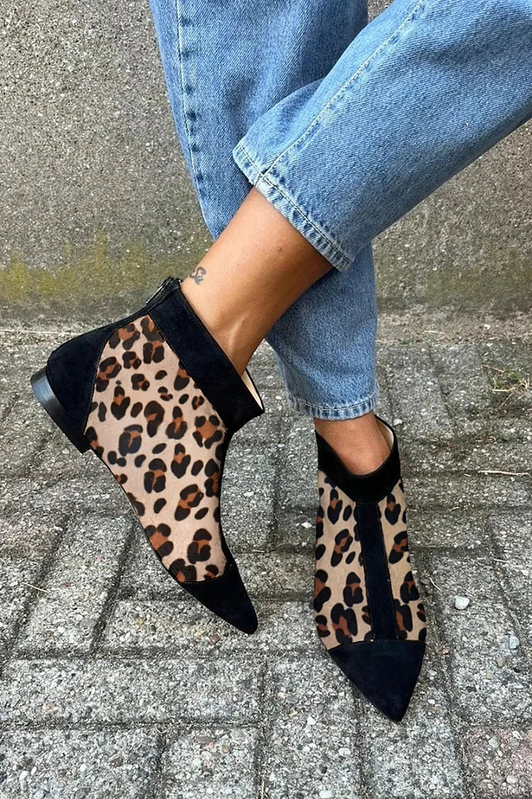 Lily - Leopard Print Ankle Boot With Pointed Toe