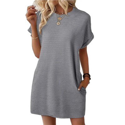 EVITA - CASUAL MINIMALIST ROUND NECK DRESS