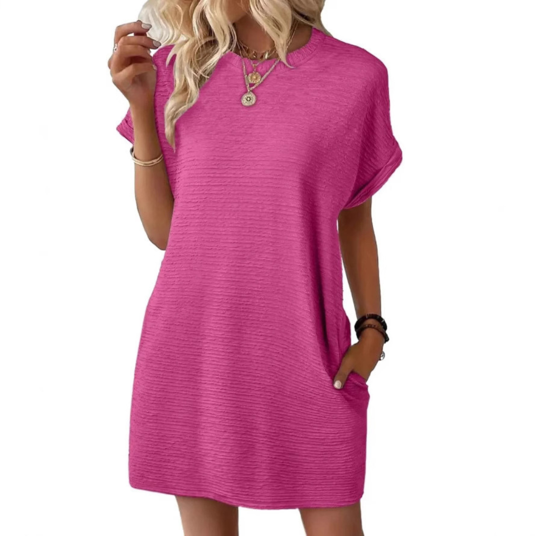 EVITA - CASUAL MINIMALIST ROUND NECK DRESS