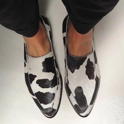 Becca - Cow Print Slip-Ons