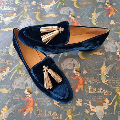 Hannah - Midnight Elegance Loafers with Champagne Tassels