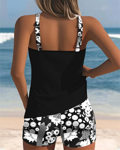 Isabella - Swimsuit Tank Top with Printed Boxer Set