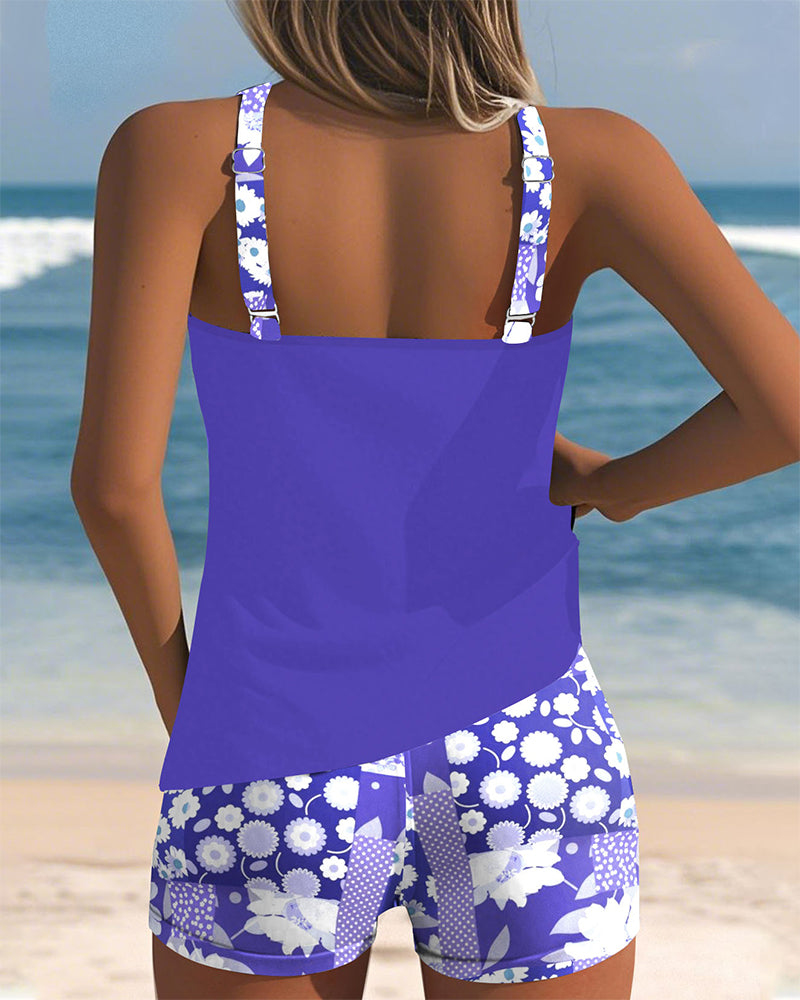Isabella - Swimsuit Tank Top with Printed Boxer Set