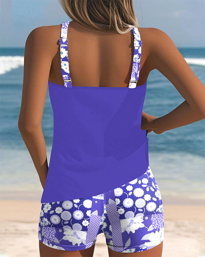 Isabella - Swimsuit Tank Top with Printed Boxer Set
