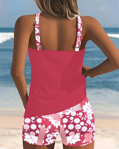 Isabella - Swimsuit Tank Top with Printed Boxer Set