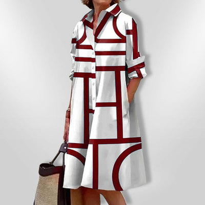 Helena - Midi Dress with Geometric Pattern