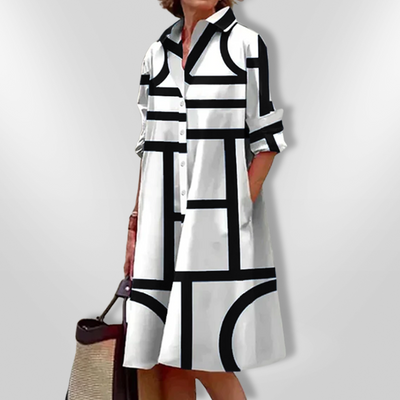 Helena - Midi Dress with Geometric Pattern