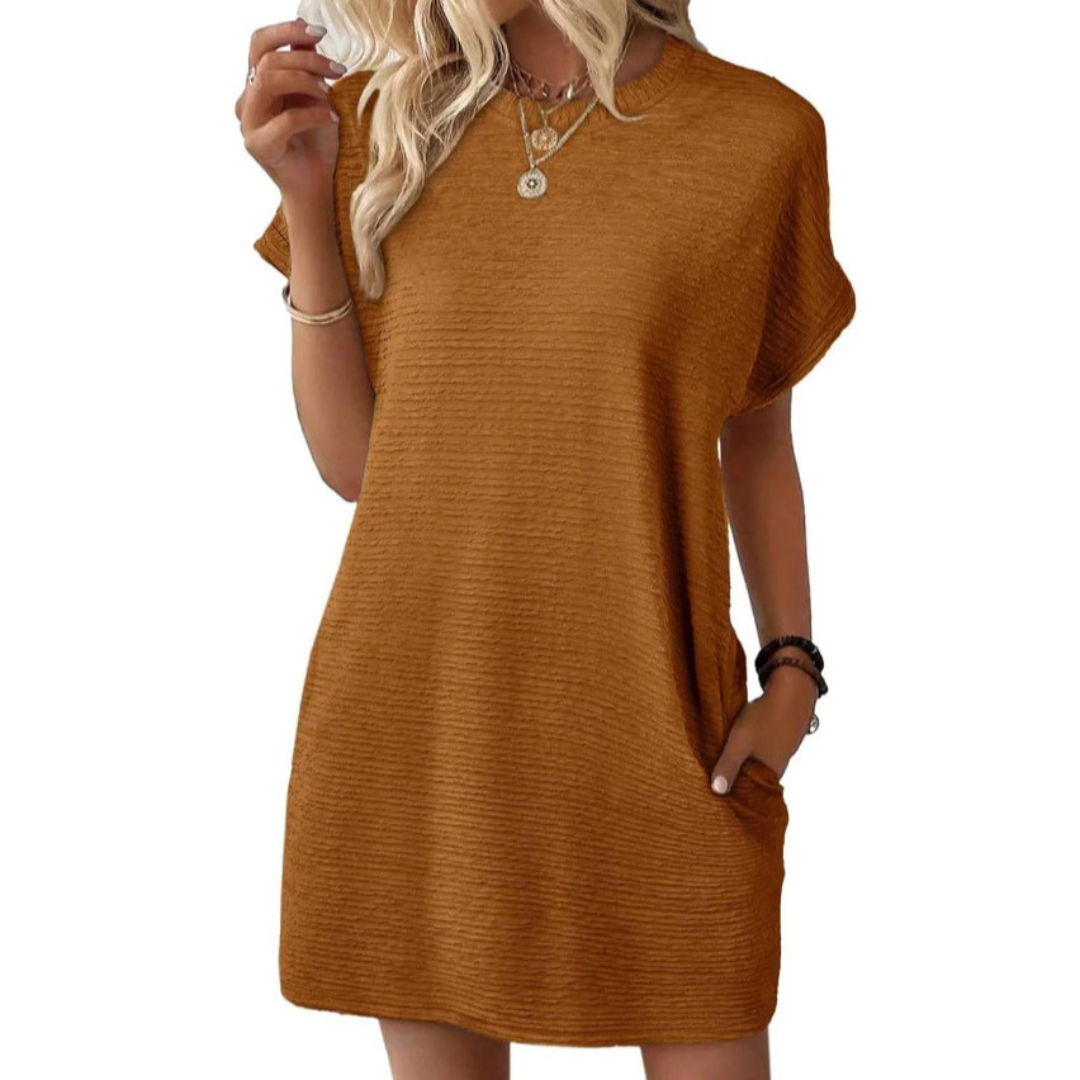 EVITA - CASUAL MINIMALIST ROUND NECK DRESS