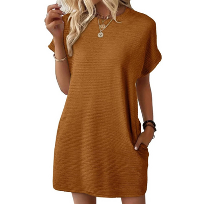 EVITA - CASUAL MINIMALIST ROUND NECK DRESS