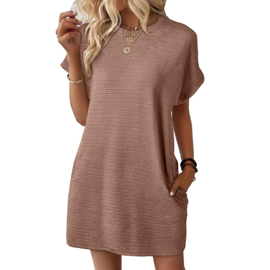 EVITA - CASUAL MINIMALIST ROUND NECK DRESS
