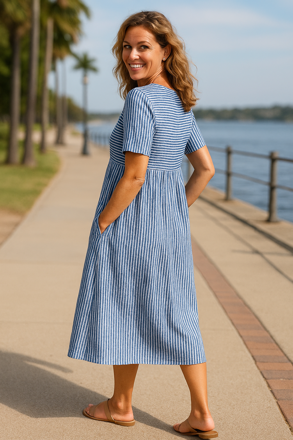 Louise - Striped Midi Dress