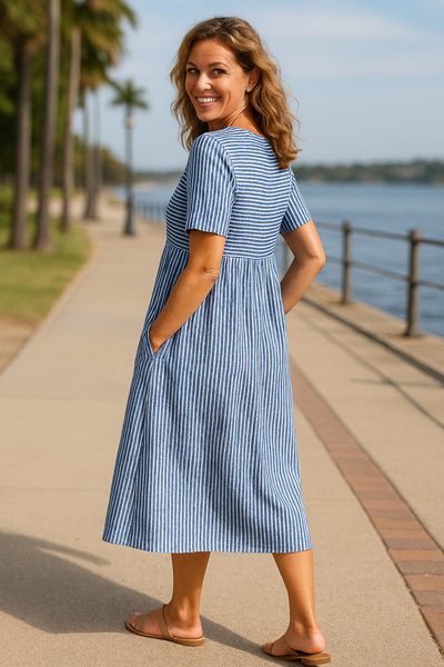 Louise - Striped Midi Dress