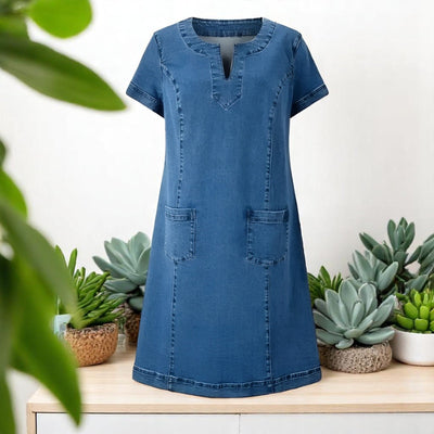 Julia - Soft Denim Dress with Front Pockets