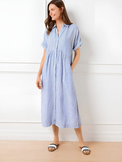 Florine - Flattering Striped Shirtdress