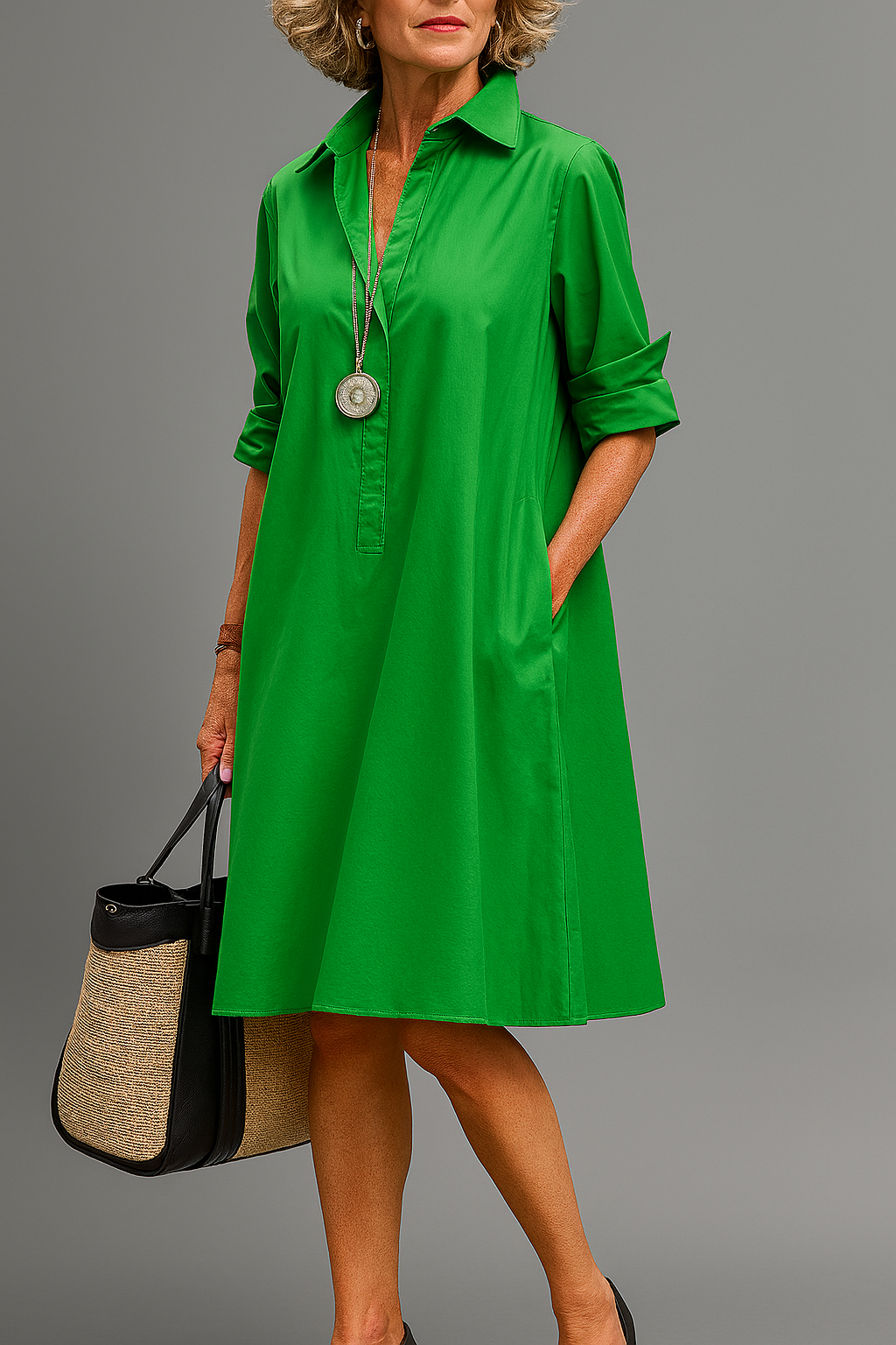 Beah - Elegant Midi Dress with Timeless Charm