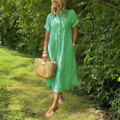 Florine - Flattering Striped Shirtdress