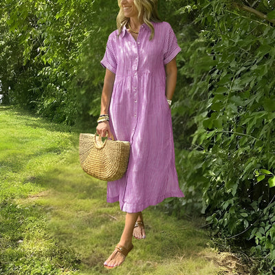 Florine - Flattering Striped Shirtdress